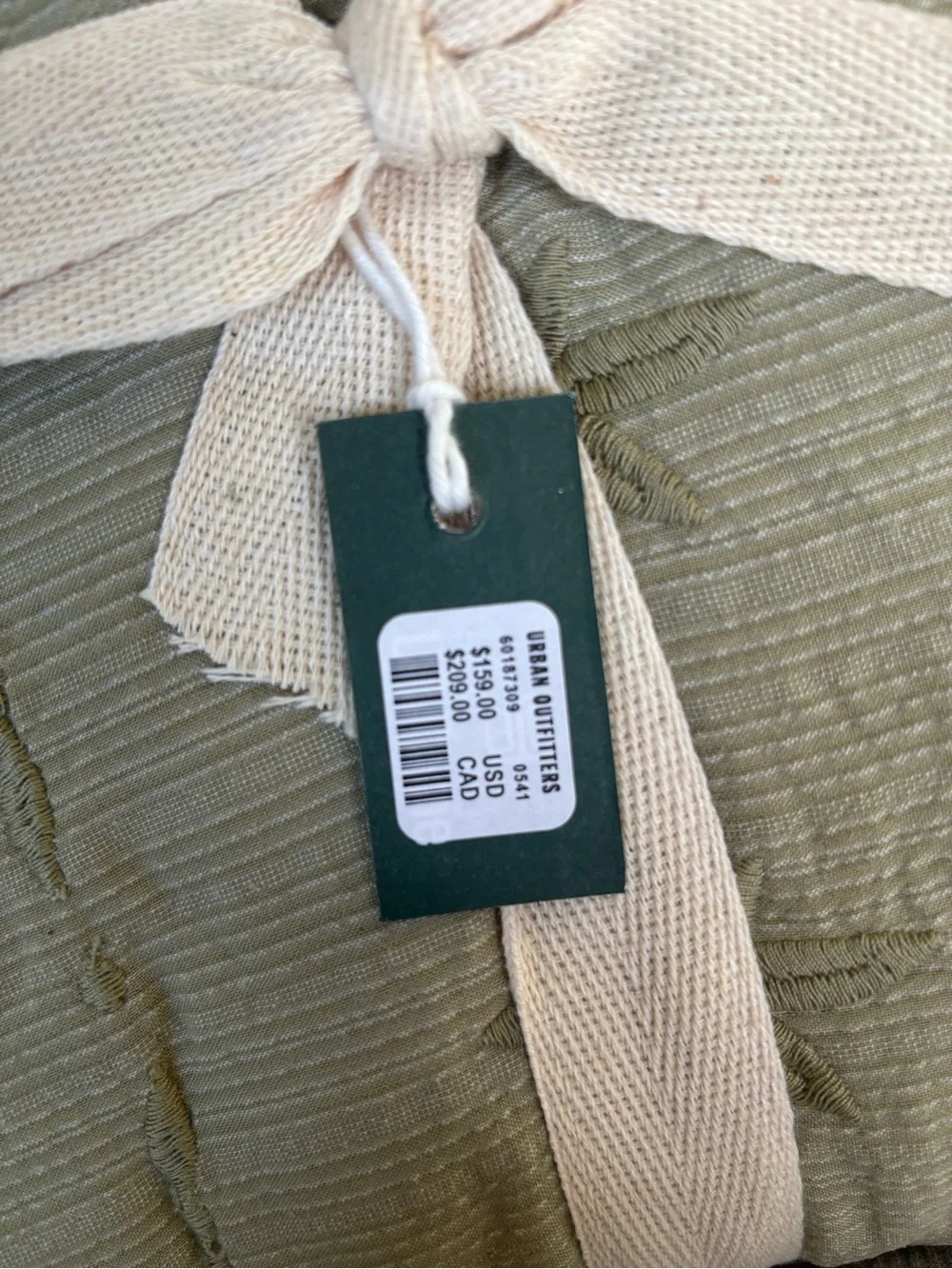 Urban Outfitters Sage Green Embroidered Duvet Cover
